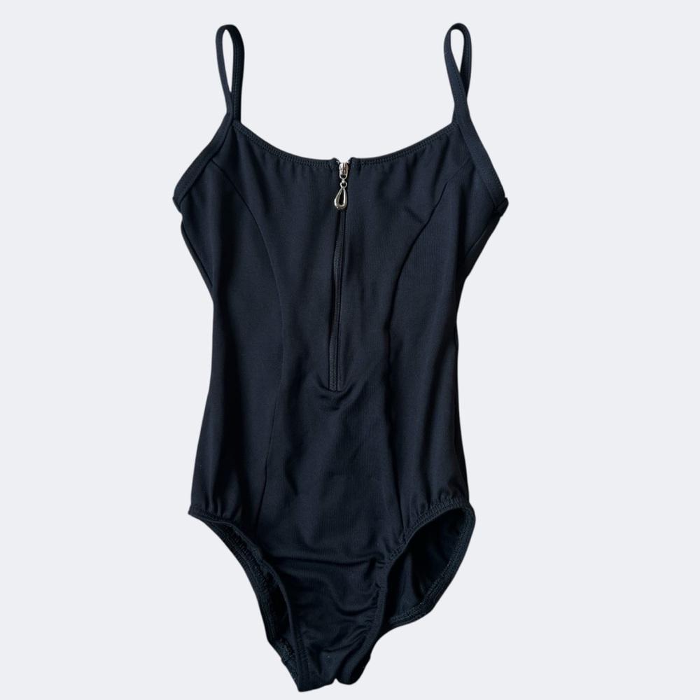 Motionwear Black Camisole Leotard with Zipper Adult Petite